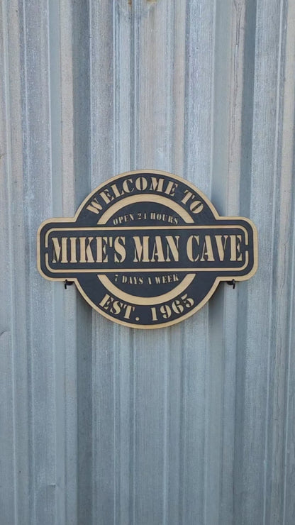 Personalized Man Cave Name Sign | Custom Mancave Last Name Wall Signs