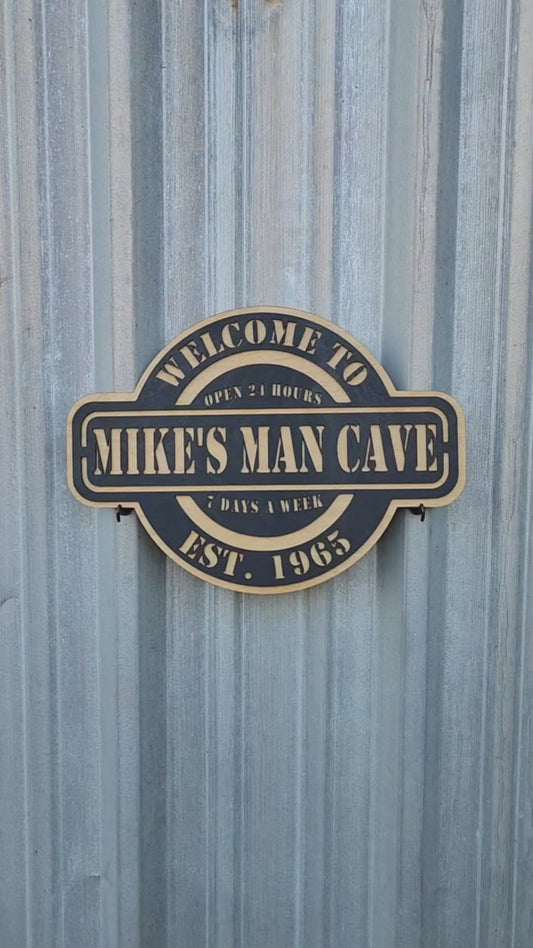 Personalized Man Cave Name Sign | Custom Mancave Last Name Wall Signs