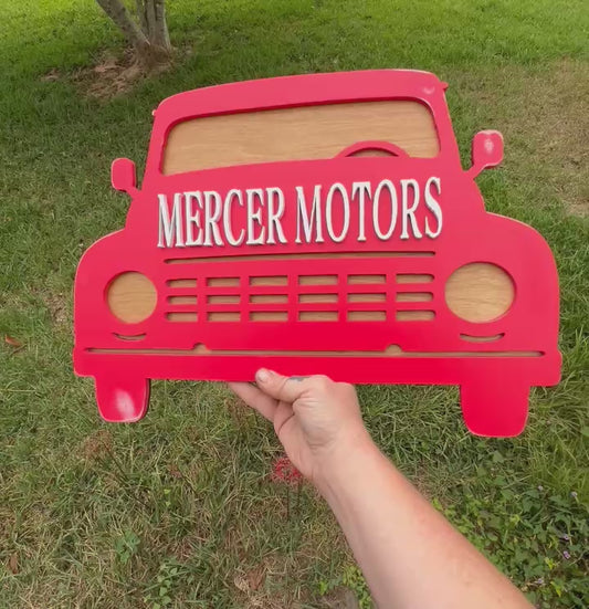Vintage Wooden Truck Sign Personalized Rustic Wall Decor Custom Classic Car Business Name Plaque