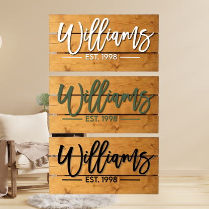 Personalized Live Edge Family Name Sign – Rustic Wooden Last Name Wall Decor