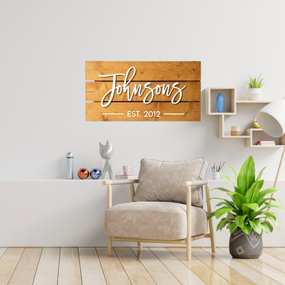 Personalized Live Edge Family Name Sign – Rustic Wooden Last Name Wall Decor