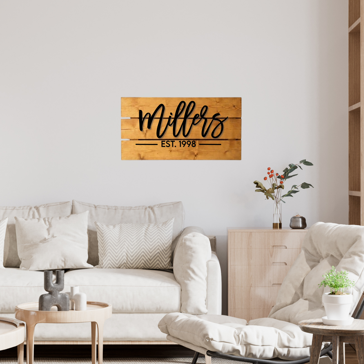 Personalized Live Edge Family Name Sign – Rustic Wooden Last Name Wall Decor