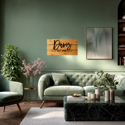 Personalized Live Edge Family Name Sign – Rustic Wooden Last Name Wall Decor