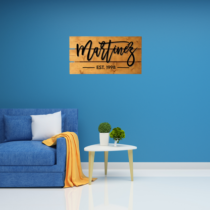 Personalized Live Edge Family Name Sign – Rustic Wooden Last Name Wall Decor