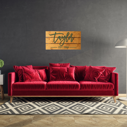 Personalized Live Edge Family Name Sign – Rustic Wooden Last Name Wall Decor