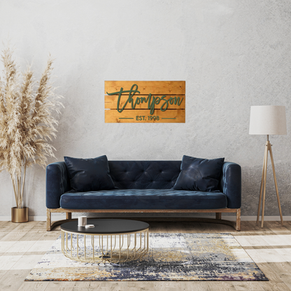 Personalized Live Edge Family Name Sign – Rustic Wooden Last Name Wall Decor